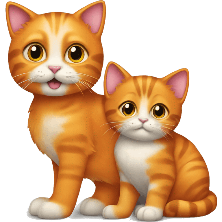 Big orange cat AND small tricolour kitty emoji