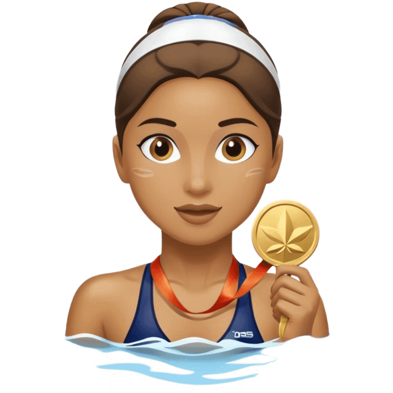 girl swimmer with a medal for the firs place emoji