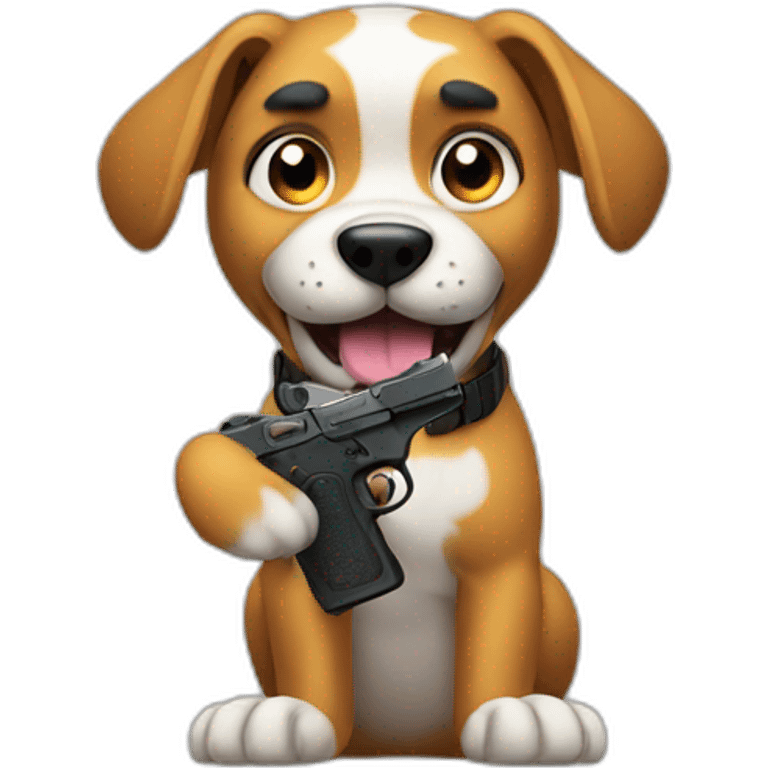 dog with gun on paw emoji