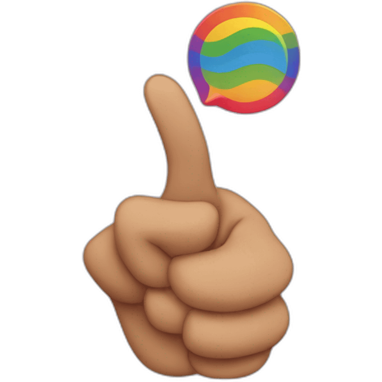 A gay pointing emoji