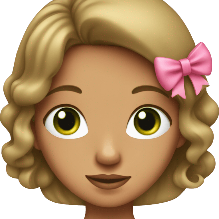 tan girl with blowout hair and green eyes and pink bow emoji