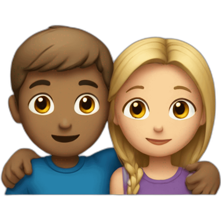 A boy and a girl hugging each other emoji