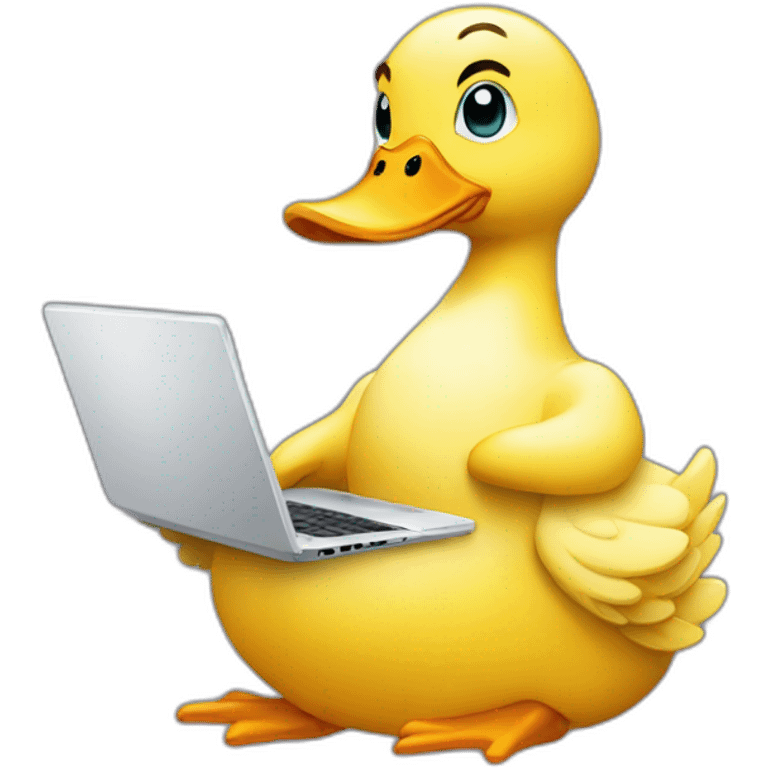 emoji duck programmer with laptop emoji