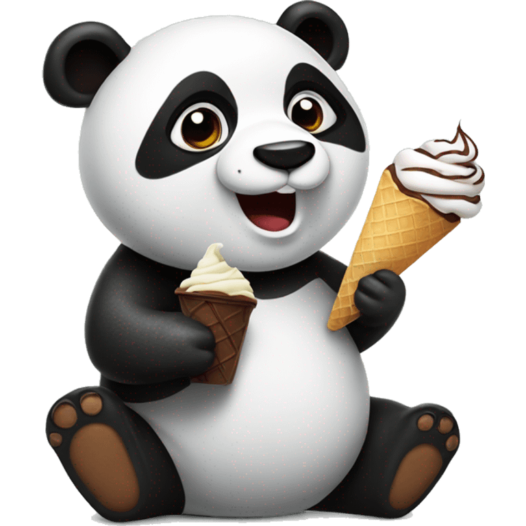 Panda eating chocolate ice cream  emoji