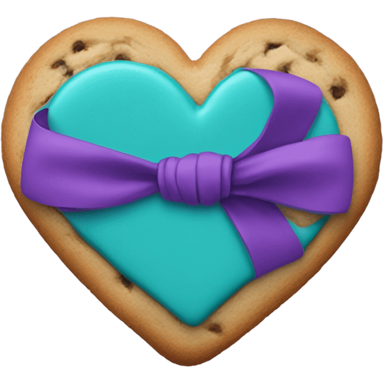 Cookie heart with teal purple awareness ribbon emoji