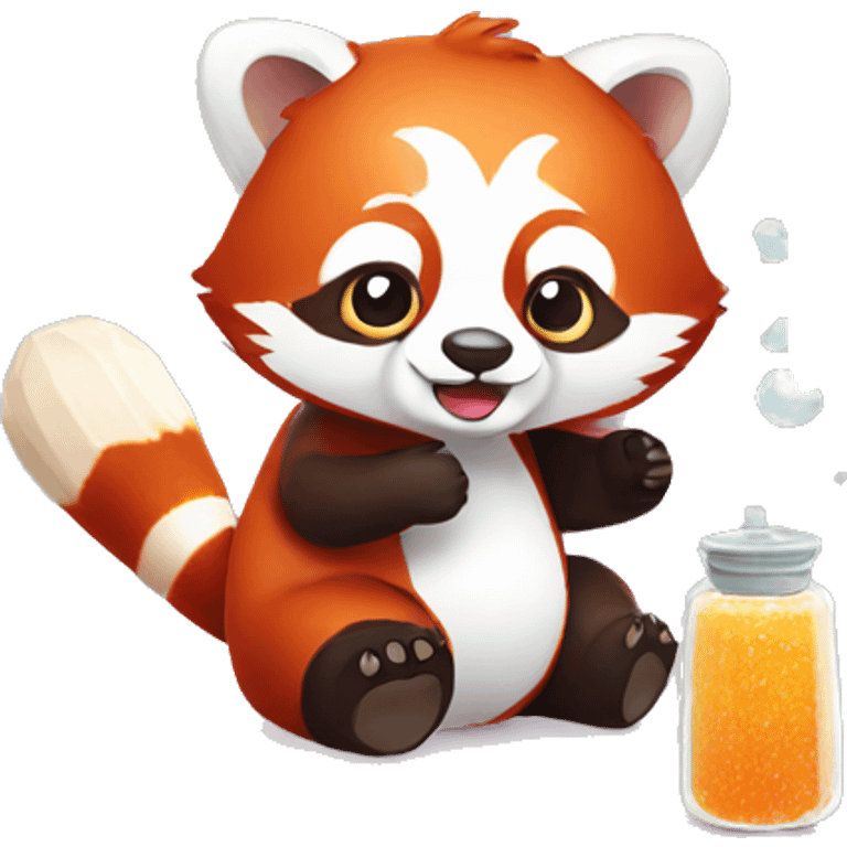 Red panda with salt shaker emoji