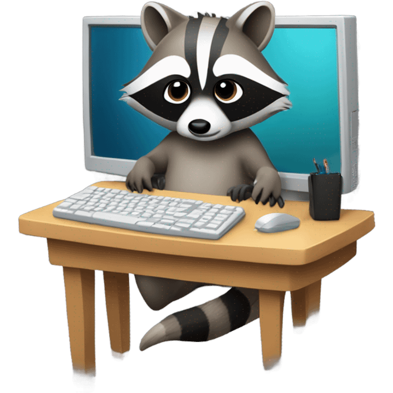 raccoon on computer emoji