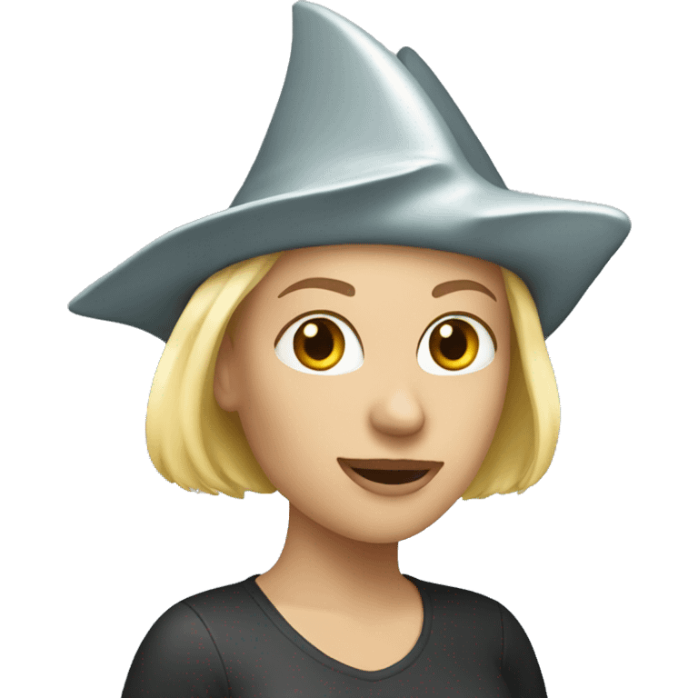 Blond woman with shark hat emoji