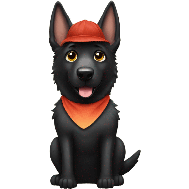 All black German shepherd in a dinosaur costume  emoji