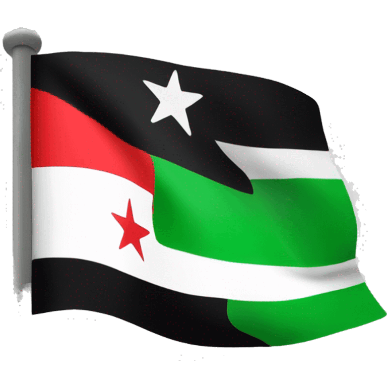 Syria Flag that green up and black down and white in the middle with 3 red stars emoji