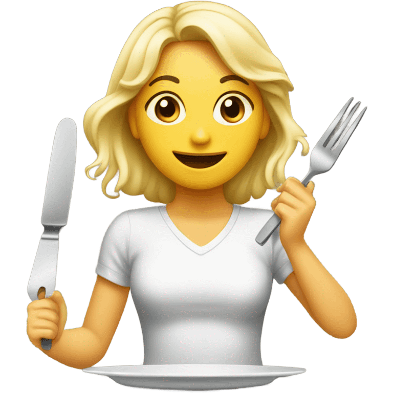 ￼ Blonde, Girl, getting ready to eat dinner emoji