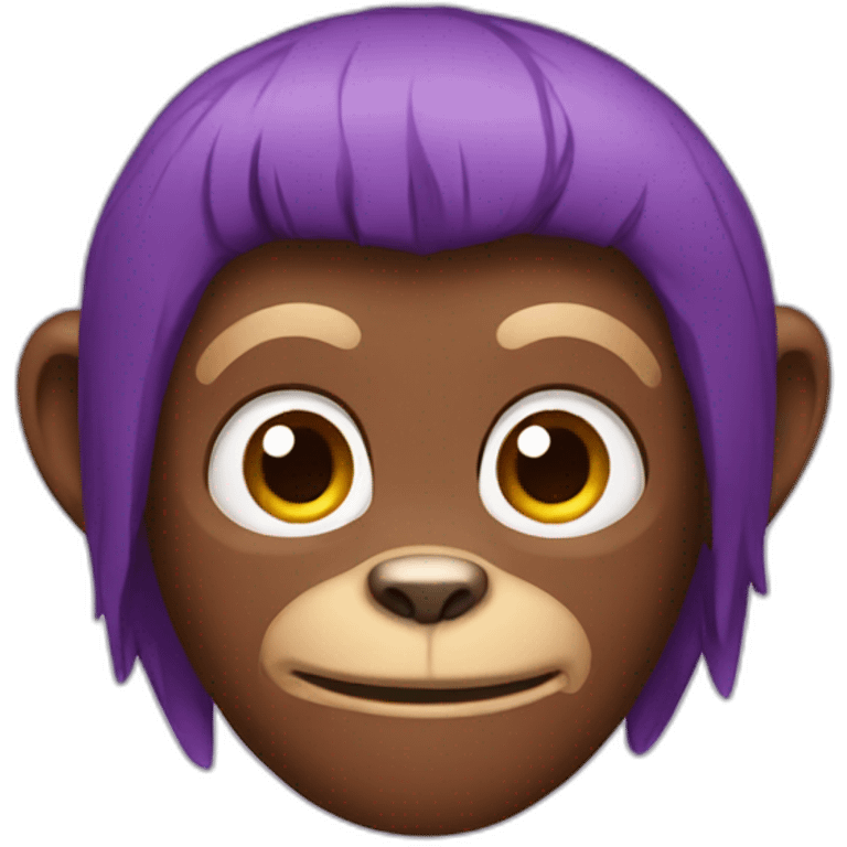 Brown monkey with purple hair emoji