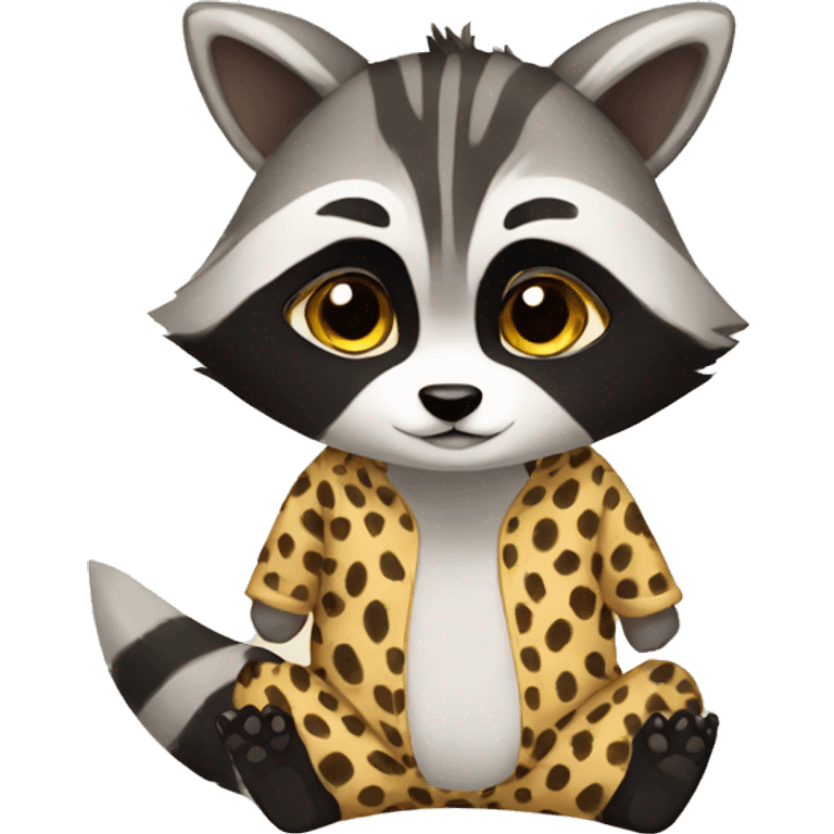 Anime raccoon in cheetah pajamas emoji