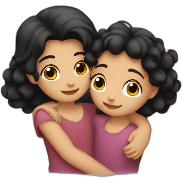 girl and boy blackhair hug emoji