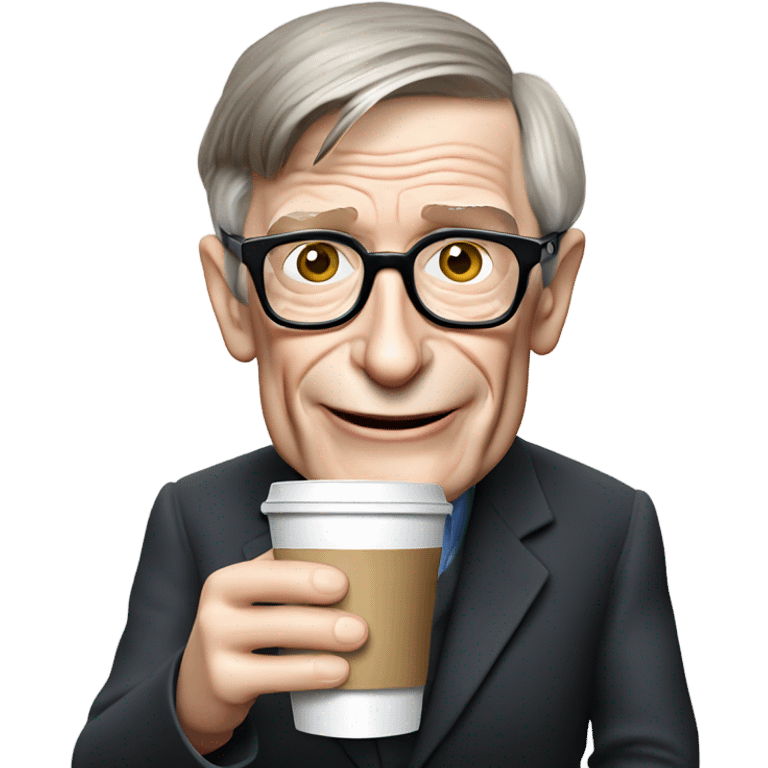 Stephen Hawking with plastic cup o coffee emoji