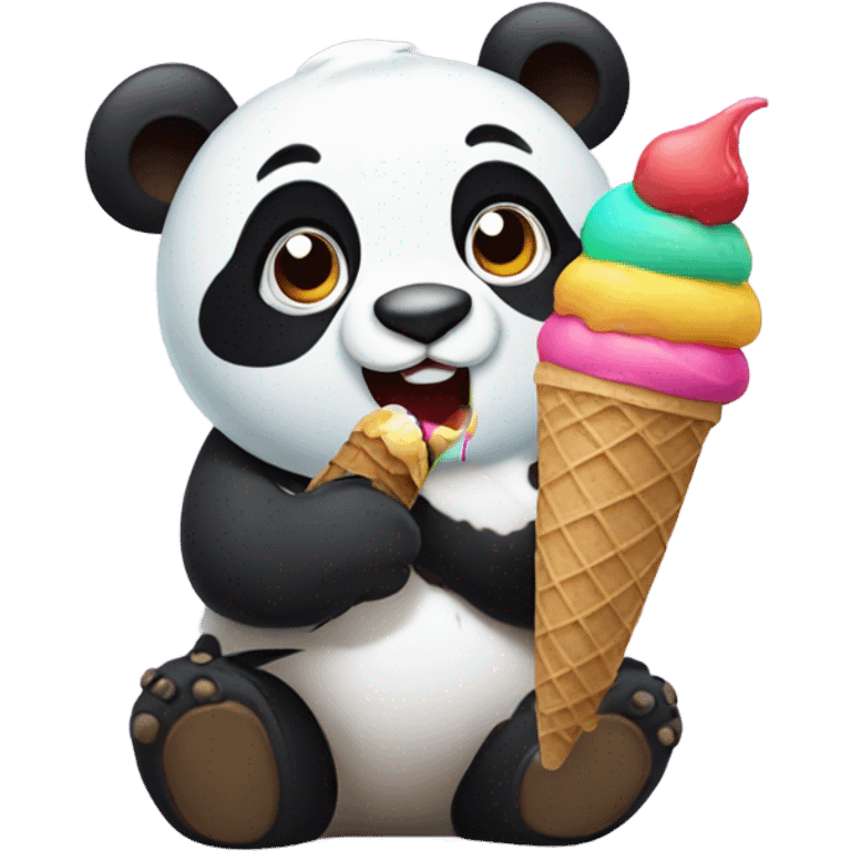 Panda eating ice cream emoji