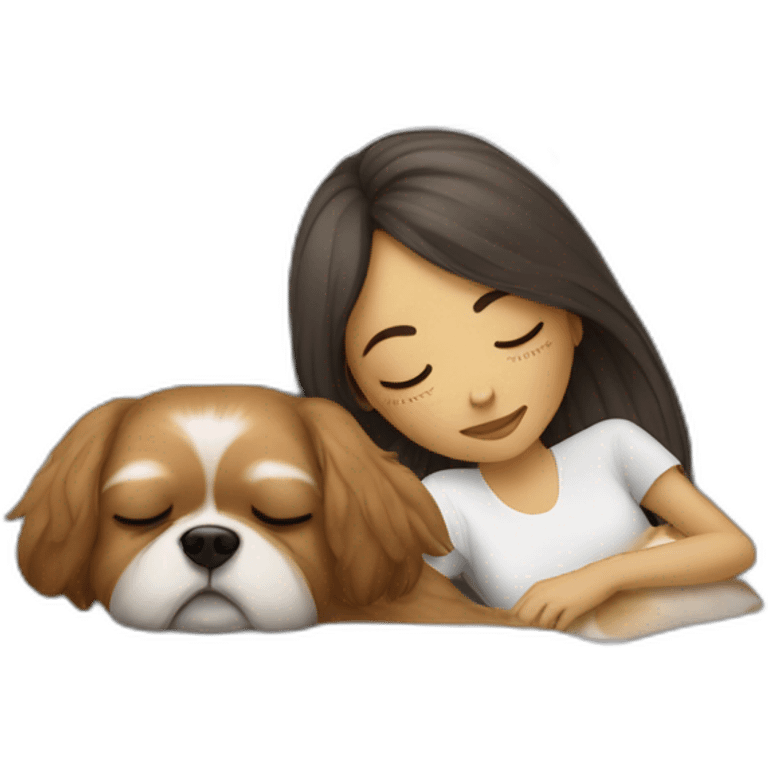 Human girl and shih dog sleeping on couch emoji