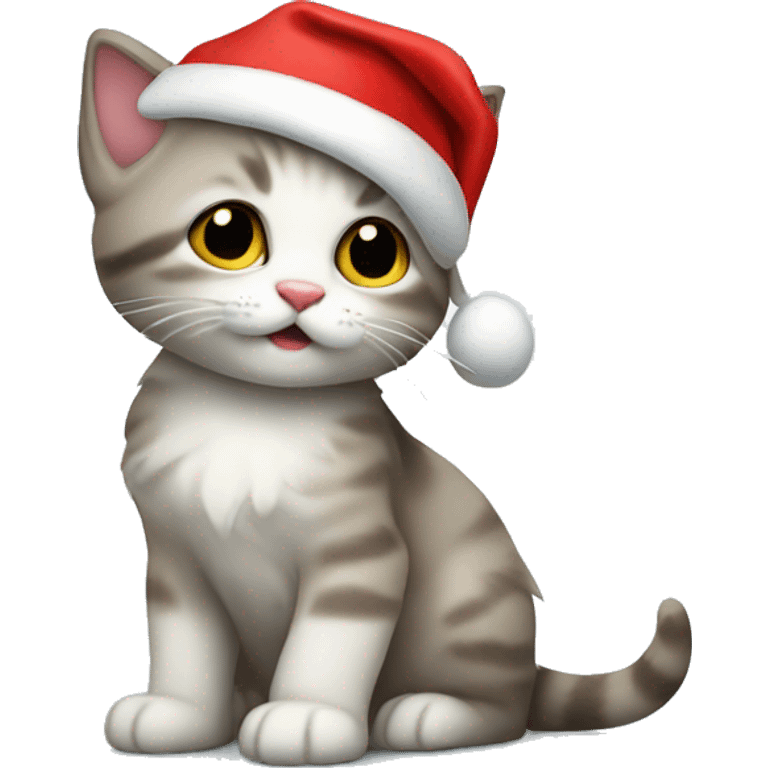 Kitten with Santa hat emoji