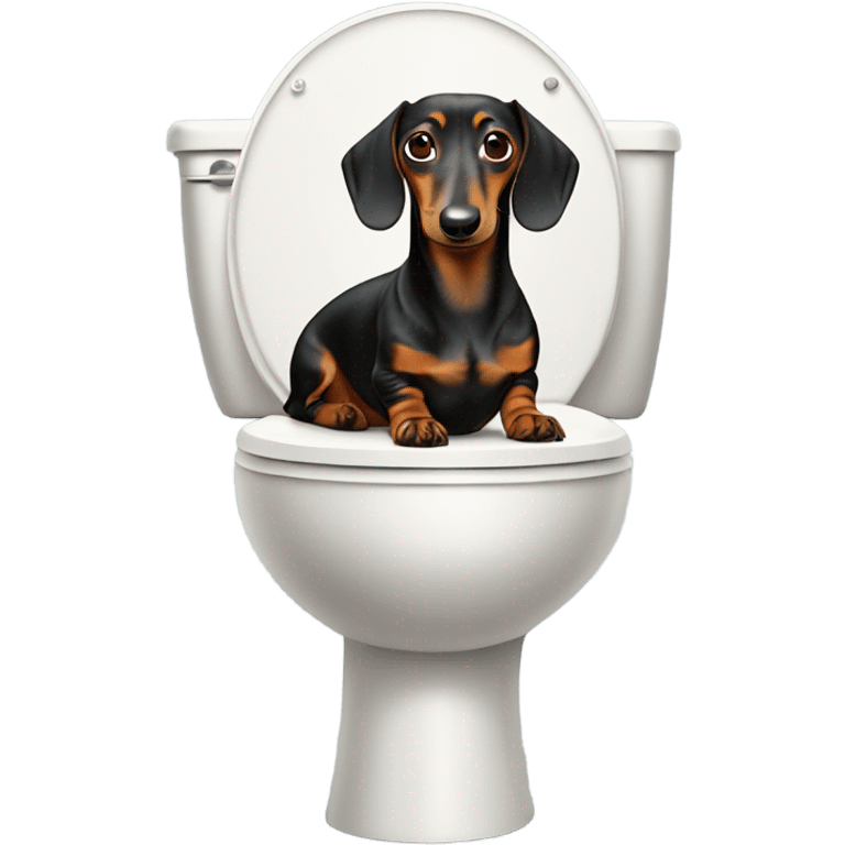 A dashund on the toilet emoji