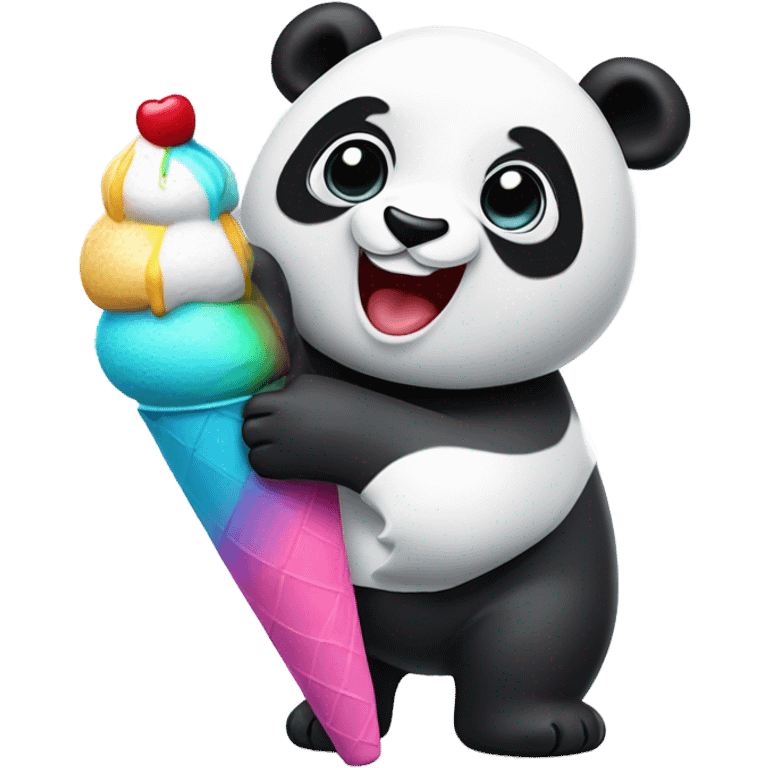 Panda eating ice cream emoji