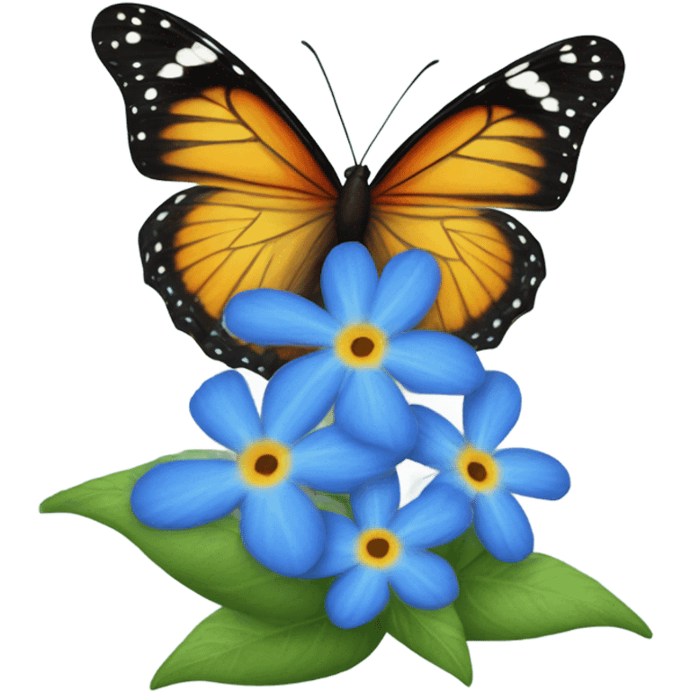 Butterfly and blue flowers  emoji