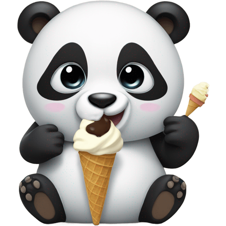 Panda eating ice cream emoji