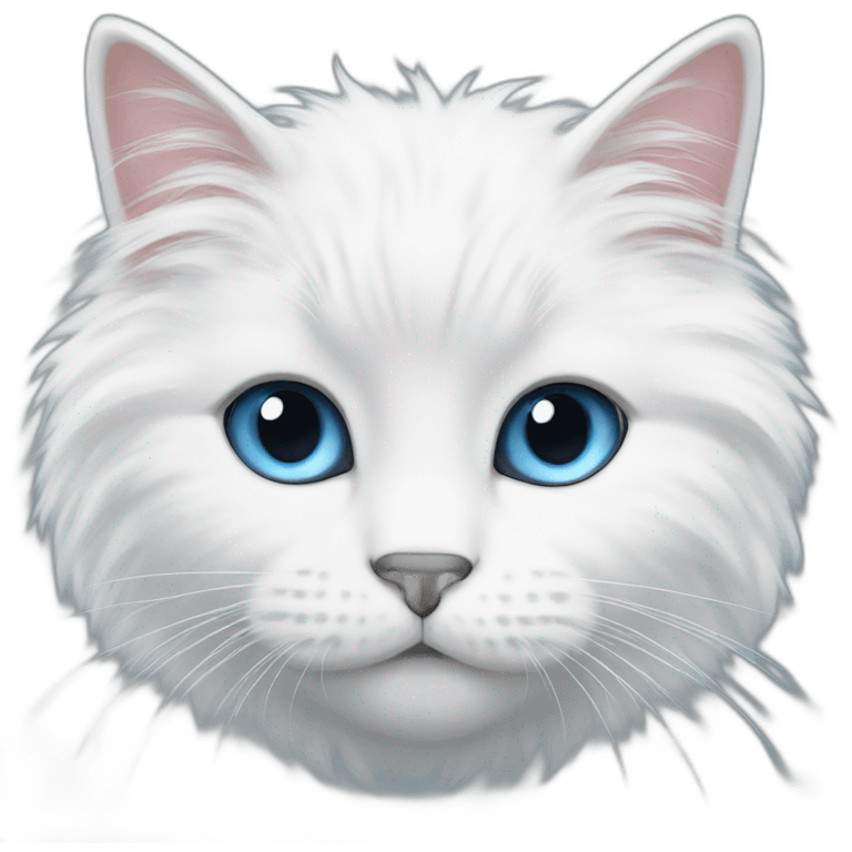 white furry cottonish cat, blue black eyes, cute emoji