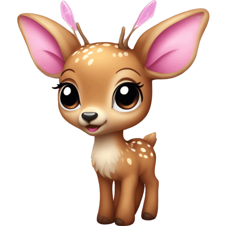 baby deer with fairy wings and a pink bow around its neck  emoji