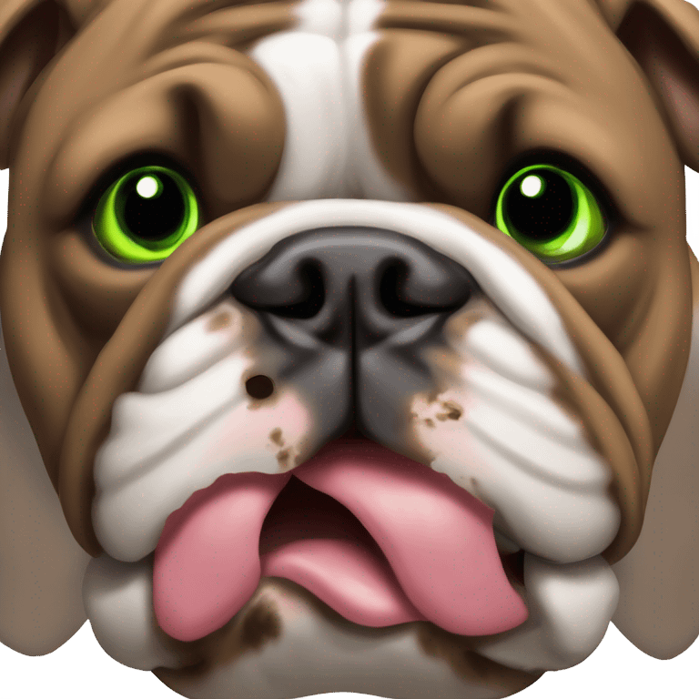 Chocolate Brown color English bulldog pocket bully with green eyes emoji