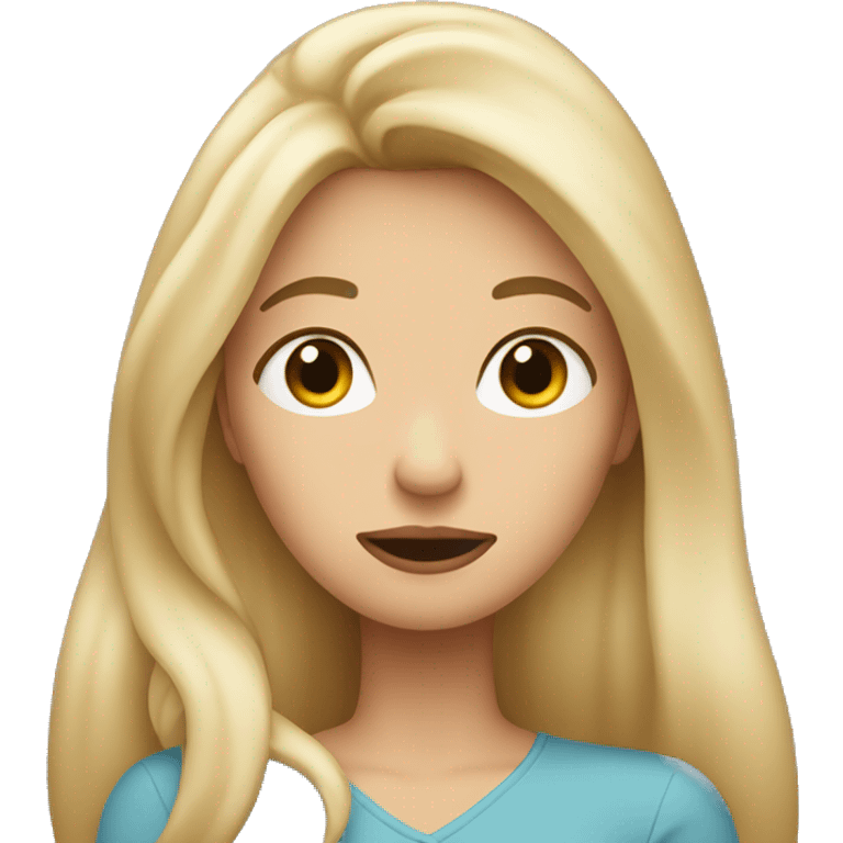 Woman with blond long hair, hand under her chin, rolling her eyes impatiently  emoji