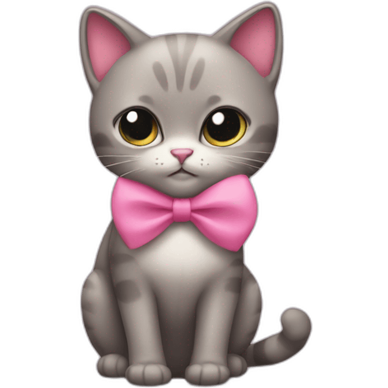 Shy cat with pink bow emoji