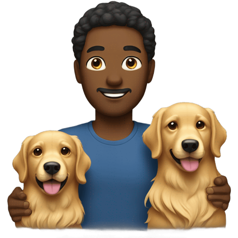 Two men with golden retriever emoji