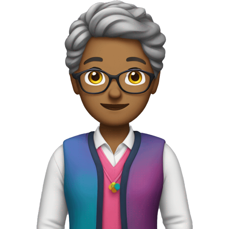 teacher with a colorful outfit emoji