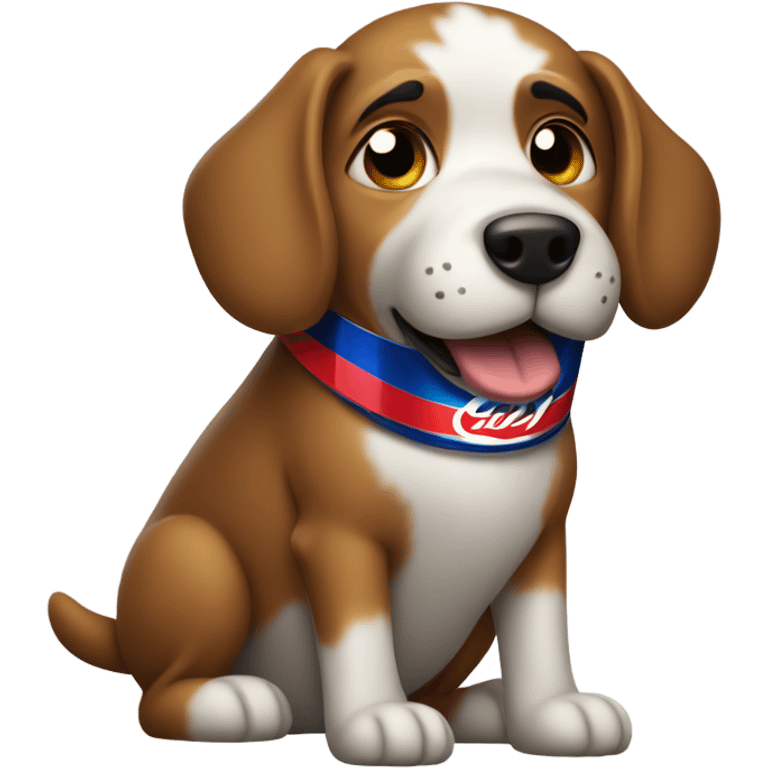 A dog with a Pepsi can emoji