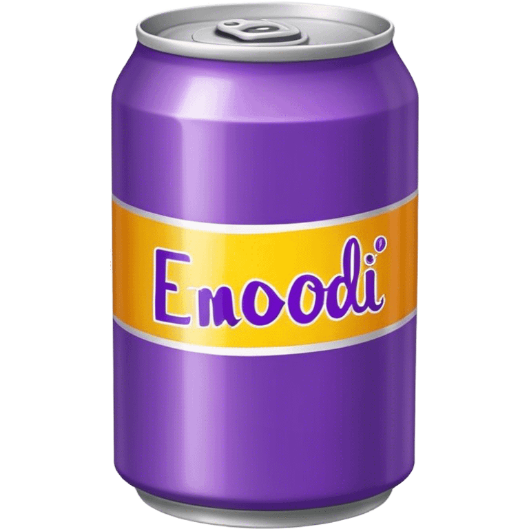 yellow soda can with purple name emoji