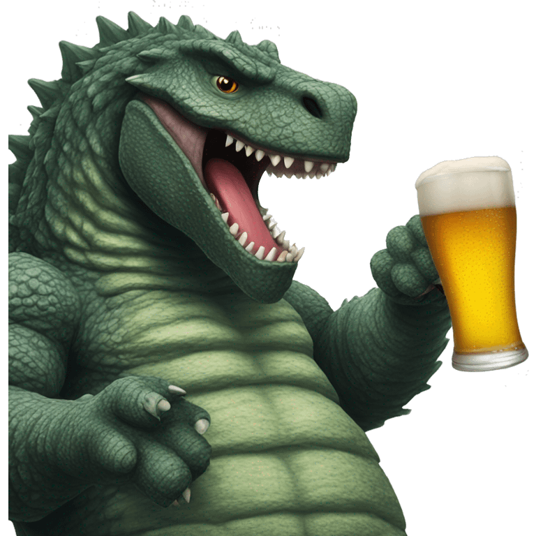 Godzilla drinking beer emoji