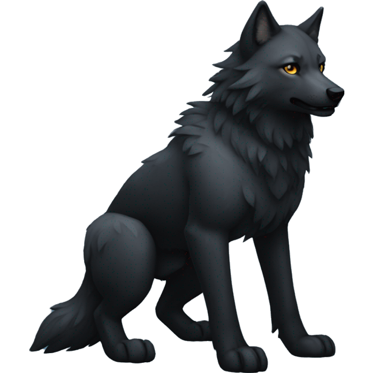 Full-body black nebula wolf emoji