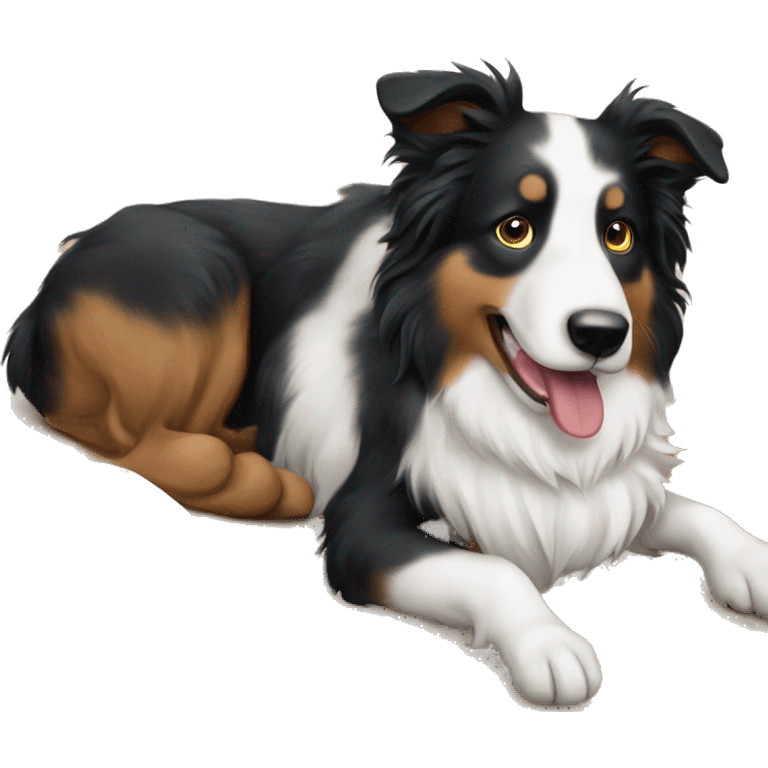 un perro de raza Border Collie, cafe y b emoji