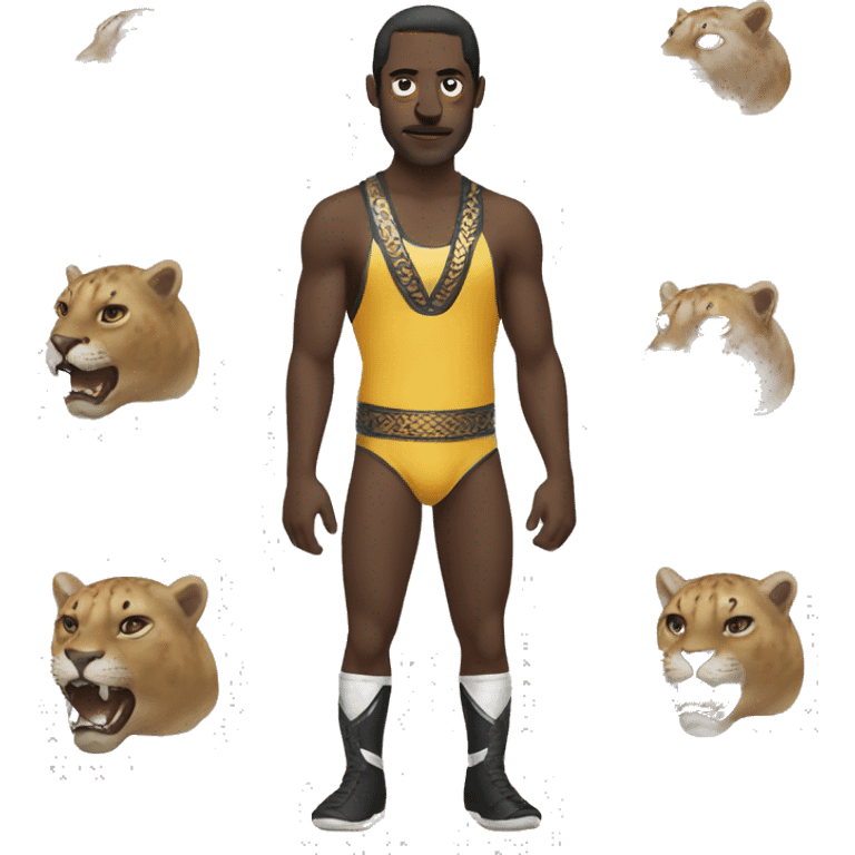 human wrestler with jaguar head emoji