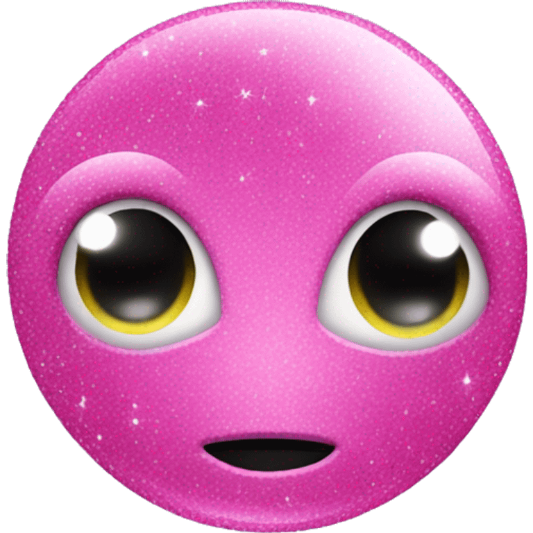 Pink glittery alien emoji