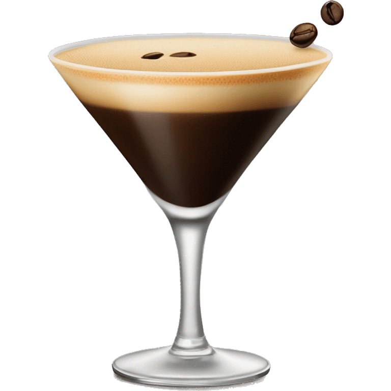 espresso martini with no straw and 3 coffee beans on the top left corner of the drink emoji