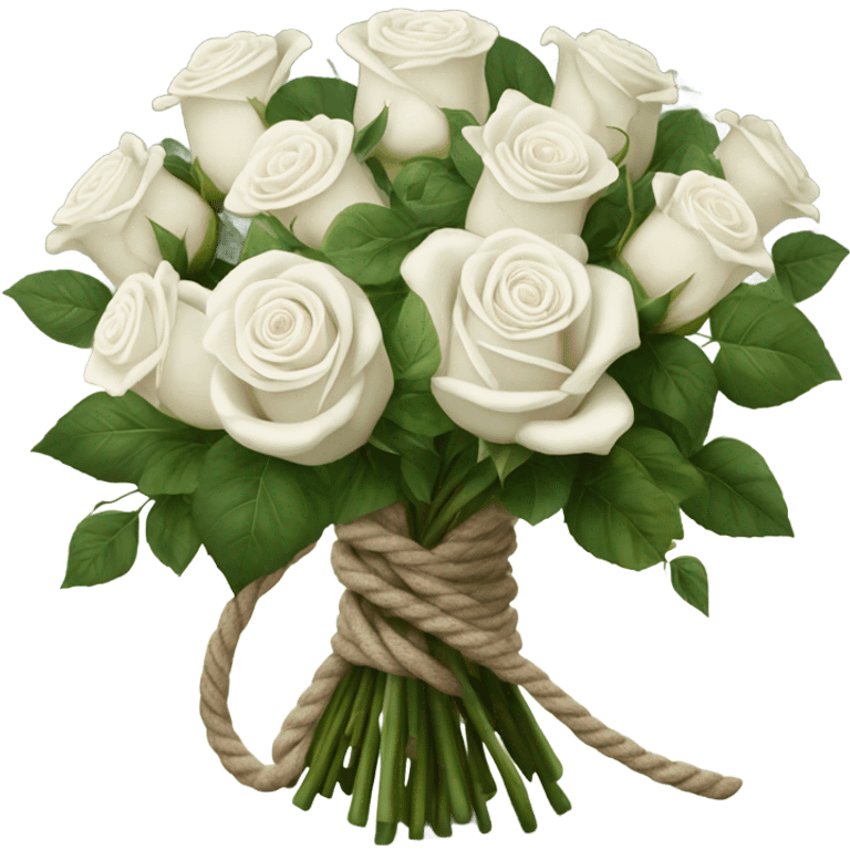 Bouquet white roses with rope. More roses emoji