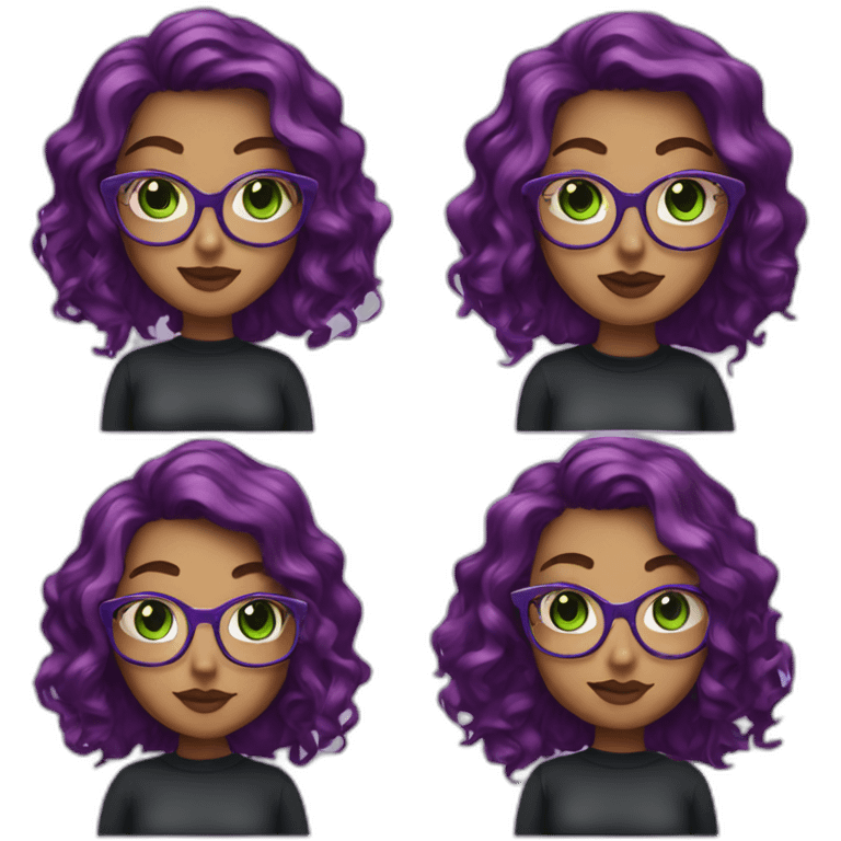 curvy-white-woman,wavy-purple-hair,green-eyes-square-glasses emoji