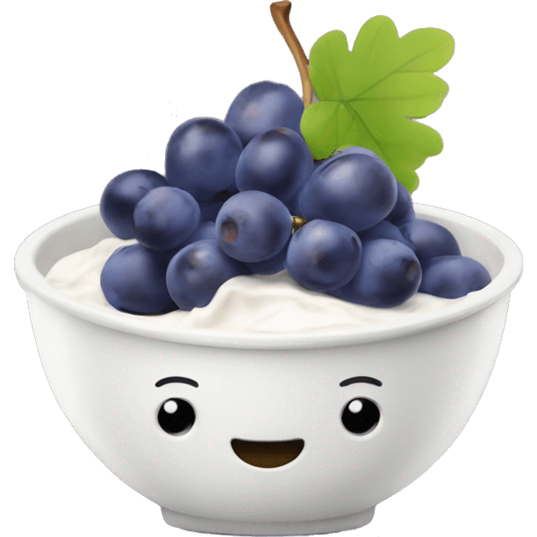 yoghurt bowl with grapes and blueberries emoji