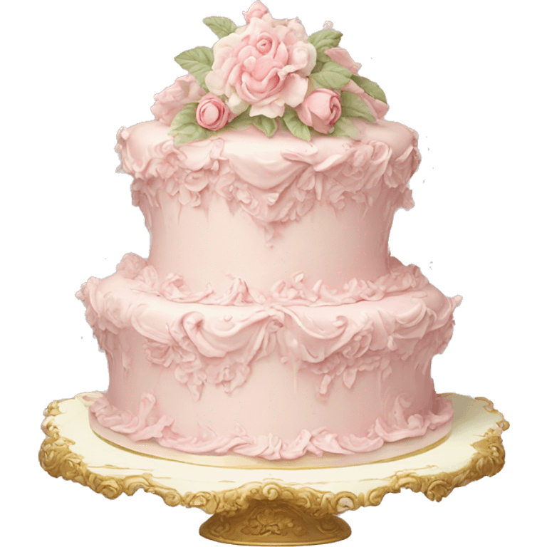 vintage rococo highly detailed pale pink cake emoji