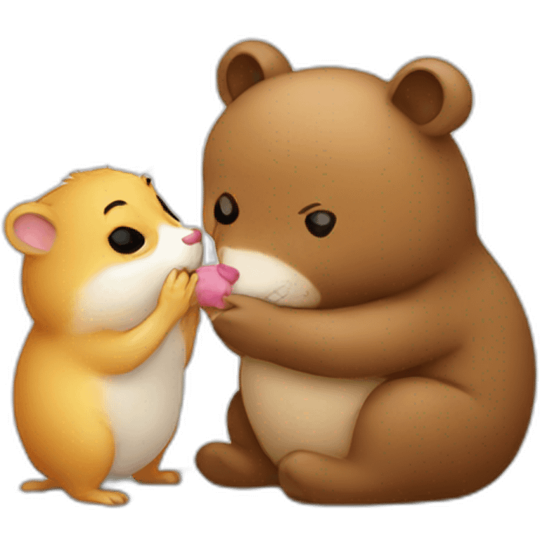 emoji bear kissing hamster emoji