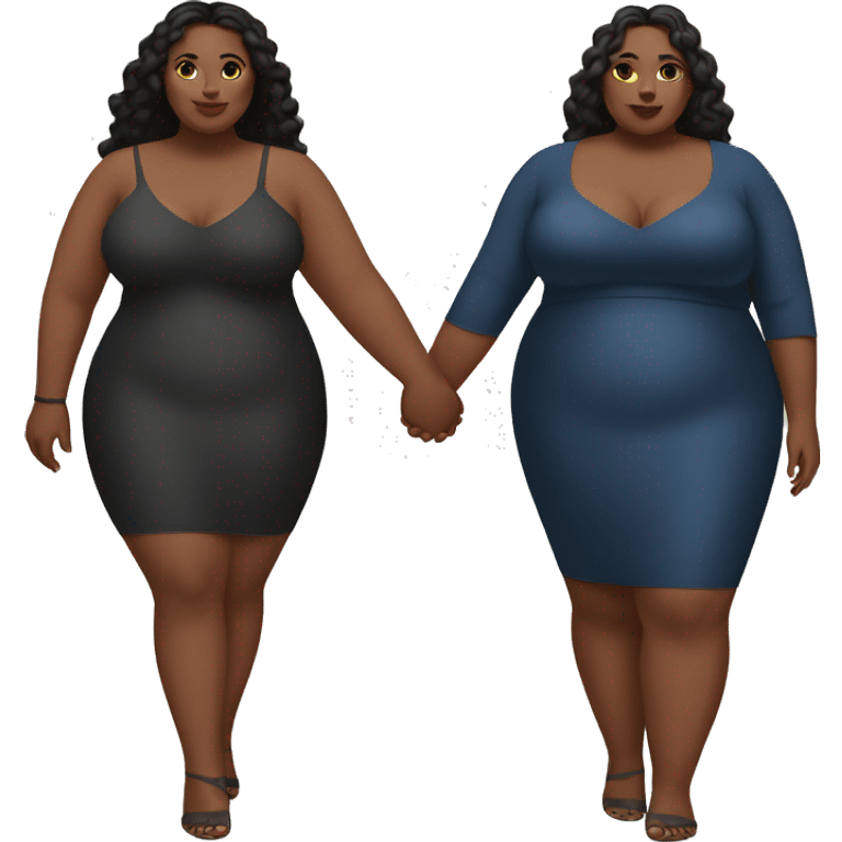 two plus size women holding hands, beautiful, aesthetic  emoji