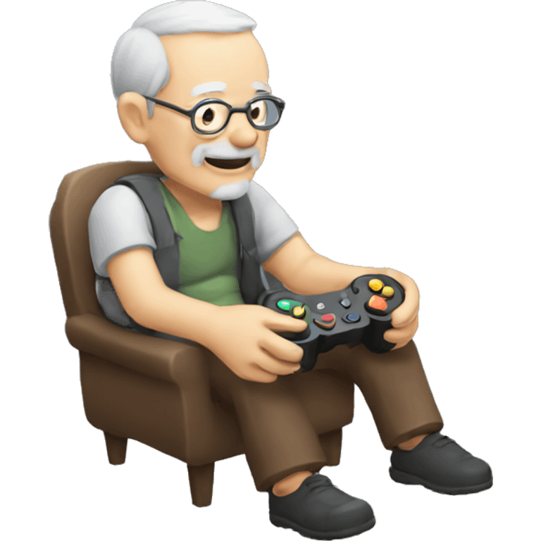 Old man playing games on a gamepad emoji