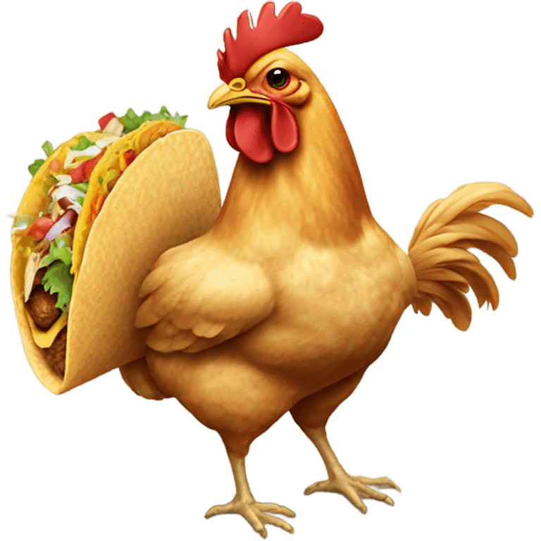 Chicken riding eating a taco emoji