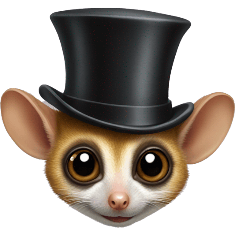 Mouse lemur wearing top hat emoji